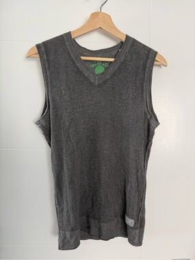 Diesel Tricot & Co Waffle Knit Sweater Vest M Grey Cotton Grunge Distressed